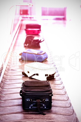 High angle view of luggage on baggage claim