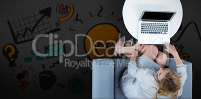 Composite image of woman on her laptop