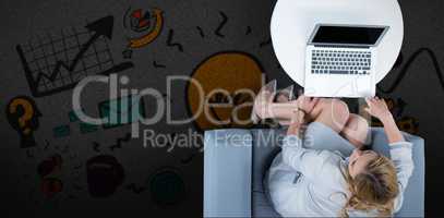 Composite image of woman on her laptop