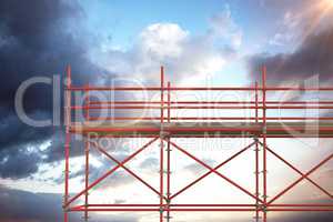 Composite image of 3d image of red metal structure with plank