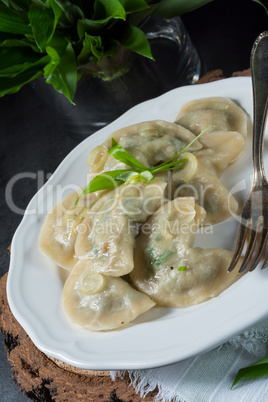 pierogi with wild garlic filling