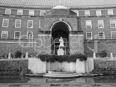 City Hall in Bristol in black and white