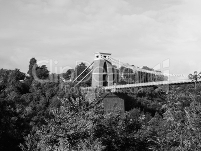 Clifton Suspension Bridge in Bristol in black and white