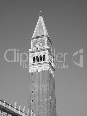 St Mark campanile in Venice in black and white