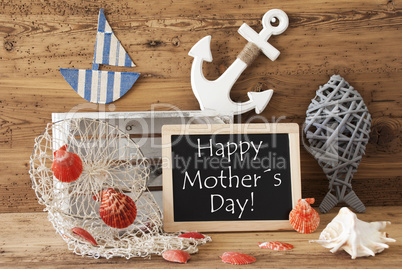 Chalkboard With Summer Decoration, Text Happy Mothers Day