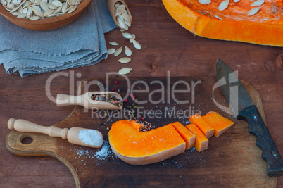 piece of pumpkin with salt and pepper