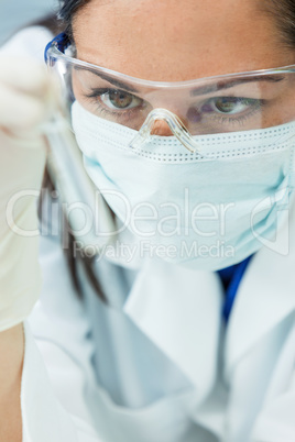 Female Scientist or Woman Doctor With Test Tube In Laboratory