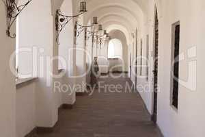 Hallway with arcs photo. Palanok castle. Mukachevo.