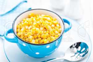 Corn canned, white background