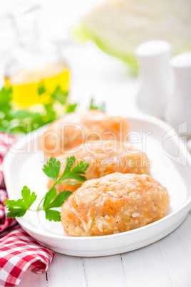 Raw, uncooked meat cutlets with vegetables, baby food