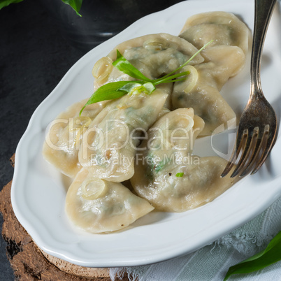 pierogi with wild garlic filling