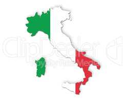 map of Italy with national flag isolated