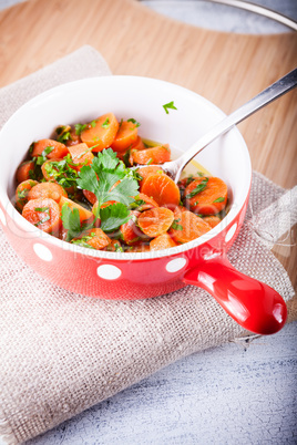 Baby carrots cooked with garlic