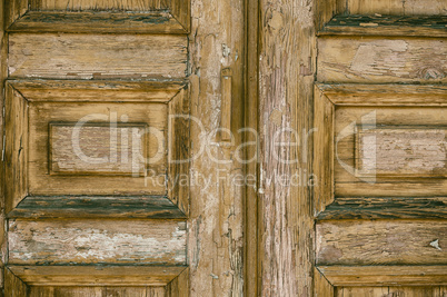 Fragment of a wooden brown old front door