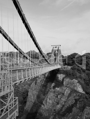 Clifton Suspension Bridge in Bristol in black and white