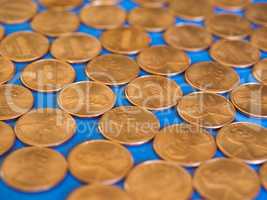 One Cent Dollar coins, United States over blue