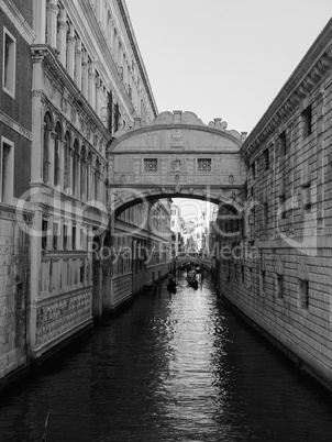 Bridge of Sighs in Venice in black and white