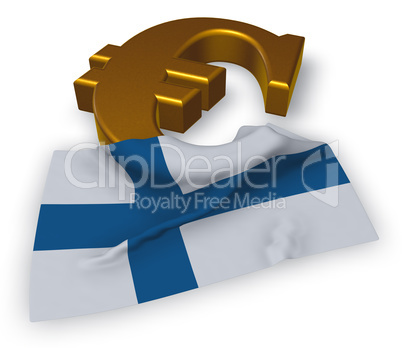 eurosymbol und flagge von finnland - 3d rendering
