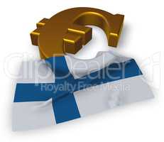 eurosymbol und flagge von finnland - 3d rendering