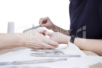 manicure procedure in beauty salon