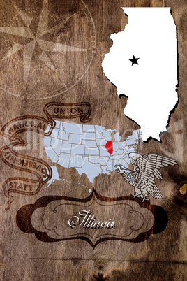 Poster Illinois state map outline