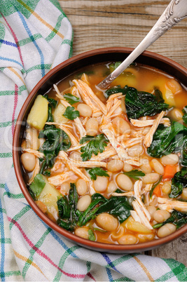 Chicken soup with beans