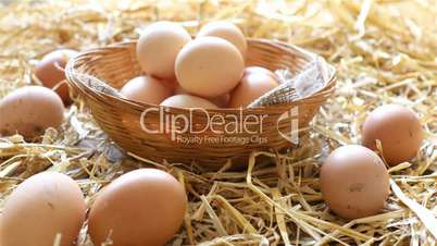 Fresh organic eggs in a basket