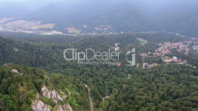 Aerial view of mountains landscape town valley scenery