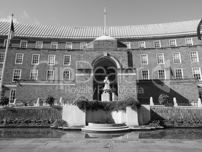 City Hall in Bristol in black and white