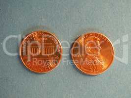One Cent Dollar coins, United States over blue