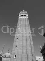 St Mark campanile in Venice in black and white