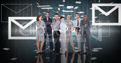 Digital composite image of business people with message icons