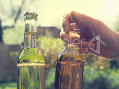 Man getting a bottle of juice