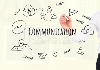 Hand writing Communication text with drawings graphics