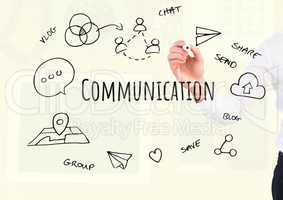 Hand writing Communication text with drawings graphics