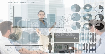 Digital composite image of business people and graphs