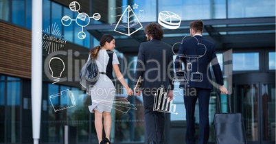 Digital composite image of business people with business icons