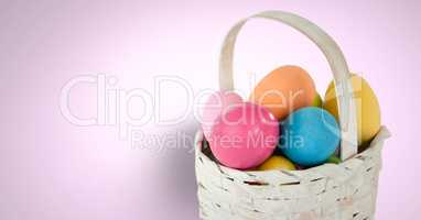 Easter eggs in front of pink background