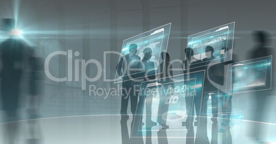 Digital composite image of business people and virtual screen