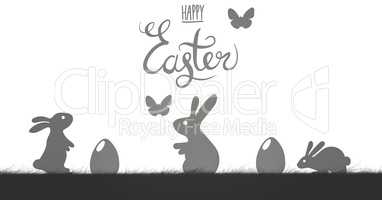 Happy Easter illustration with butterflys in  white background