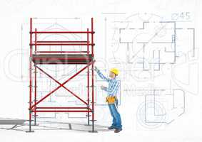 builder working in a 3D scaffolding