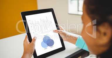 Businesswoman analyzing graphs on tablet PC