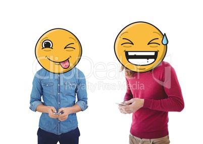 People with giant emoji faces