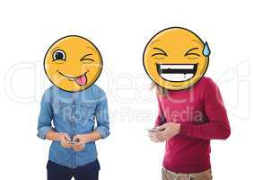 People with giant emoji faces
