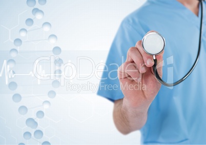 Doctor hand with stethoscope  with white background
