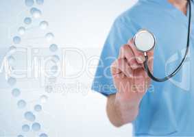 Doctor hand with stethoscope  with white background