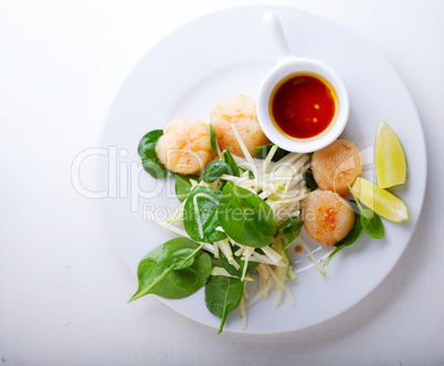 Scallop Salad on a stone plate