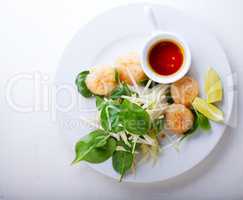 Scallop Salad on a stone plate