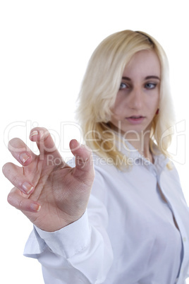 Woman shows a rotational motion of the hand
