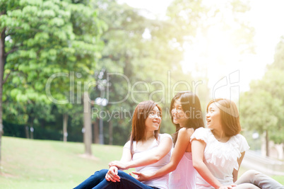 Group of Asian females outdoor fun